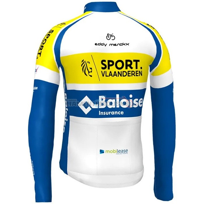 Abbigliamento Ciclismo Sport Vlaanderen Baloise Manica Lunga 2021 Blu Giallo